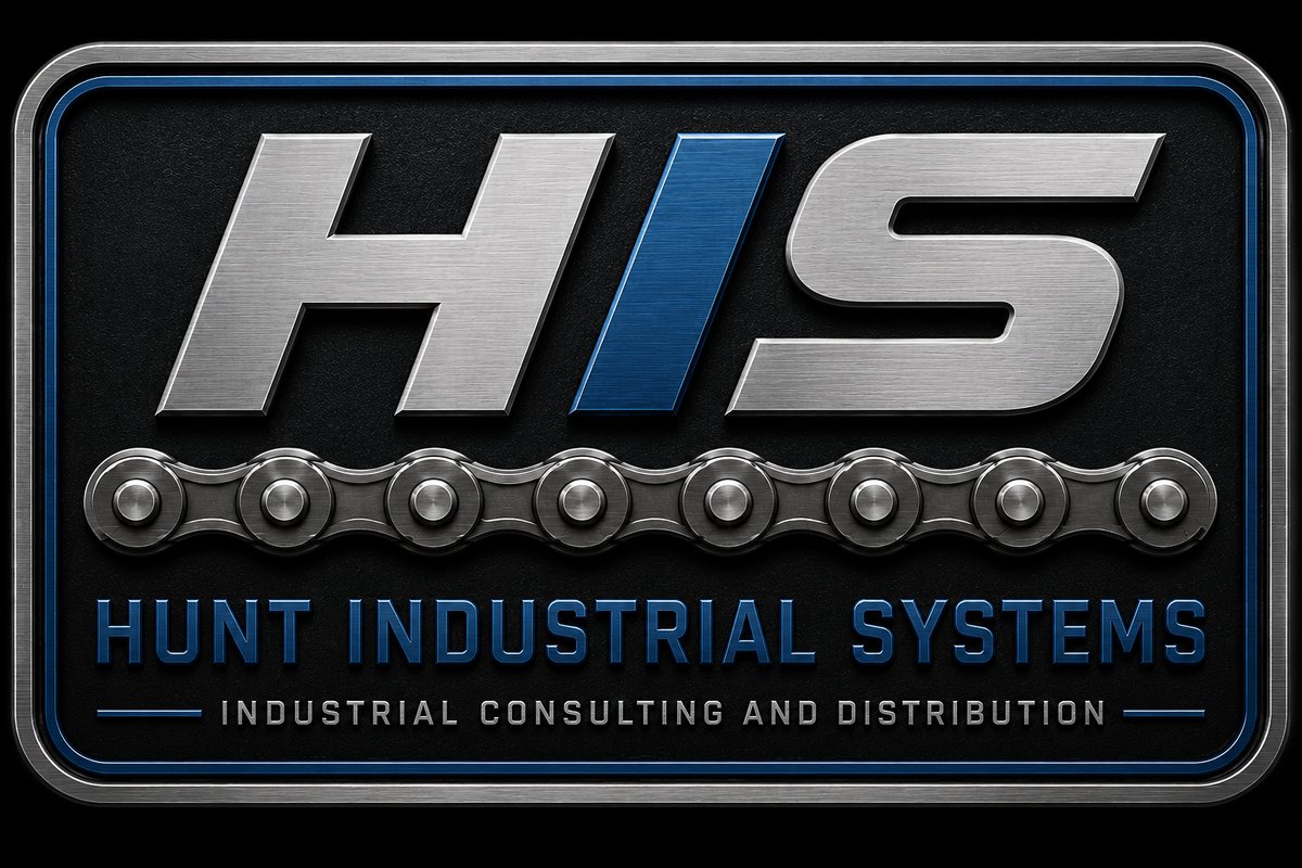 Hunt Industrial Systems logo: HIS lettering over a roller chain
